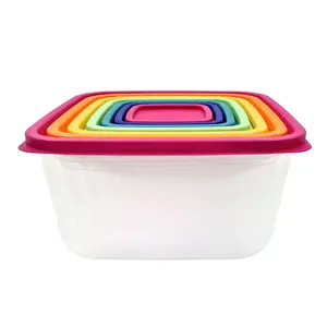Plastic Rainbow Food Storage Set - Multi Color, 14 Count, Versatile Storage Solution for Various Food Categories