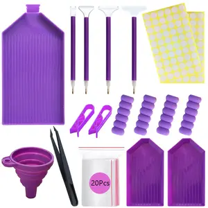 120 Grid Diamond Painting Tool Set, Portable DIY Kit with Pen, Clay Plate, Tweezers, Tray, Funnel, Stickers, Cross Stitch Accessories, Diamond Art Tools