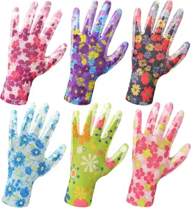 6 Pairs Gardening Gloves for Women - Breathable Rubber Coated Garden Gloves, Multi-purposes Gardening Gloves