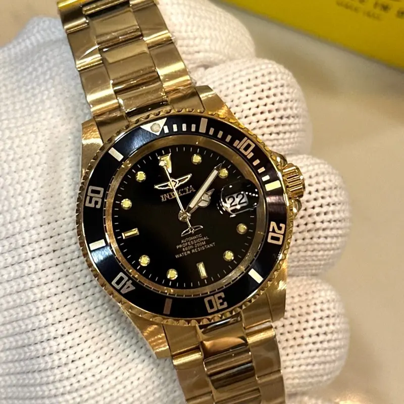 Invicta Automatic Men's Watch - Black and Gold - Water Resistant - Classic Style Timepiece