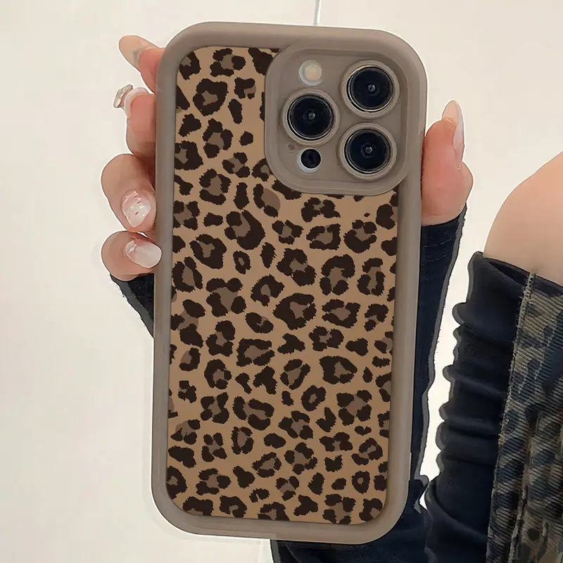 Brown Leopard Print Pattern - TPU Shockproof Full Coverage Protective Case Suitable for Apple iPhone 17 E Air Pro ProMax iPhone16 15 14 Plus 13 12 Mini 11 X XS XR, Perfect As a Birthday And Christmas Gift for Couples, Daughters, And Teenage Girls