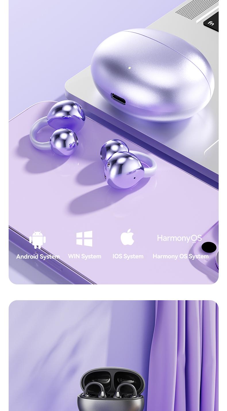 Clip-On Earbuds Gen 3, Open-Ear Wireless Bluetooth 6.0 Headphones with Mic, Secure Fit for Small Ears & Glasses Wearers, 50H Playtime, ENC, IPX5 Waterproof Sport Ear Buds