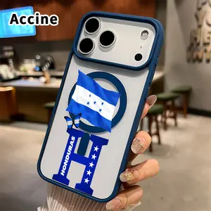 Honduras Flag Reverie Pattern Magnetic Phone Case for iPhone 17 16  Pro Max Plus 15 14 13 12 11 Air E Non-Yellowing Clear Crystal Drop-proof Slim Silicone Shockproof Transparent Acrylic Cover Supports Wireless Charging