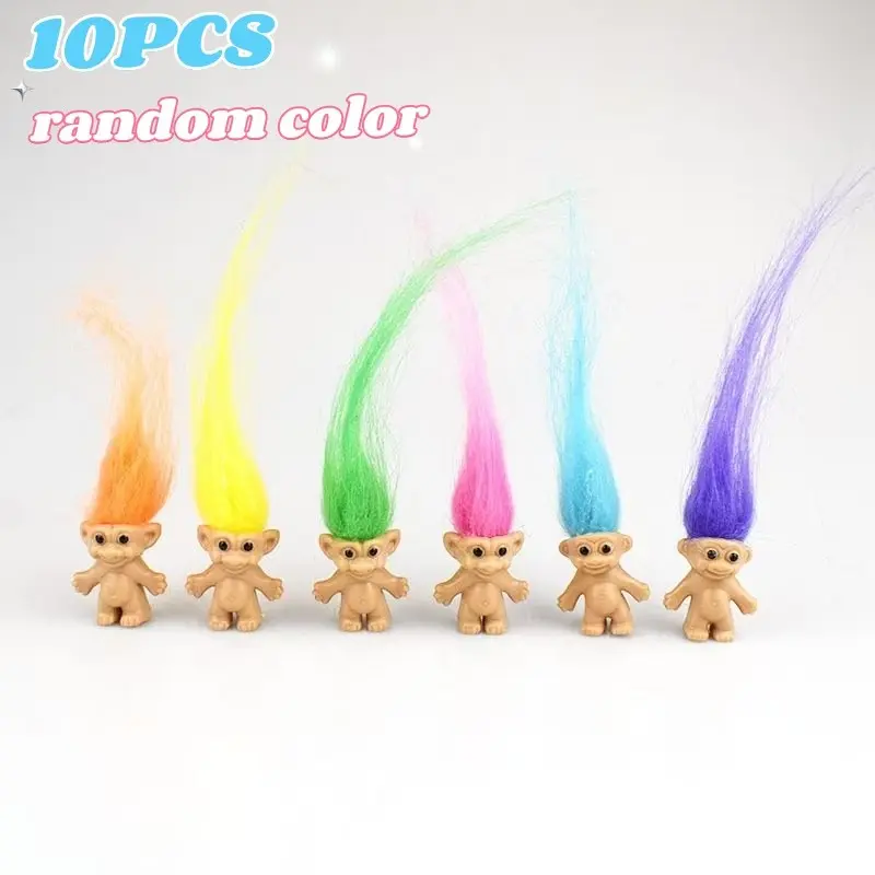 10Pcs Retro Troll Doll Figurines, Vintage Lucky Troll Figures, Colorful Hair Desk Decor, Whimsical Figurines, Collectible Toys for Gifts