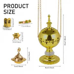 Hanging Incense Burner with Ark of the Covenant Replica Set, Gold Plated Religious Decor for Prayer & Home