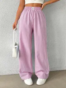 Women's Striped Print Pants, Casual Comfy Trousers for Daily Wear, Ladies Bottoms for All Seasons