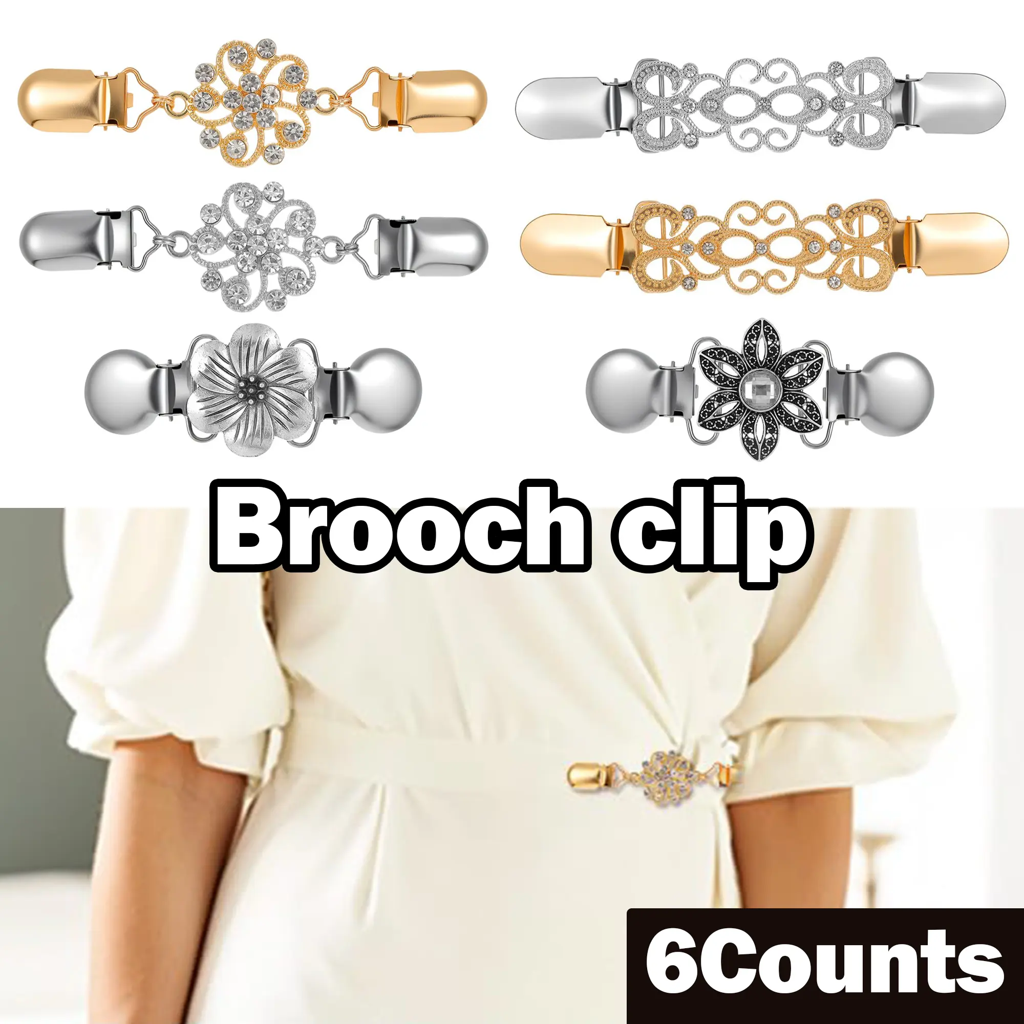 6 Counts Vintage Sweater Shawl Clasps, Metal Fasteners for Cardigans and Dresses