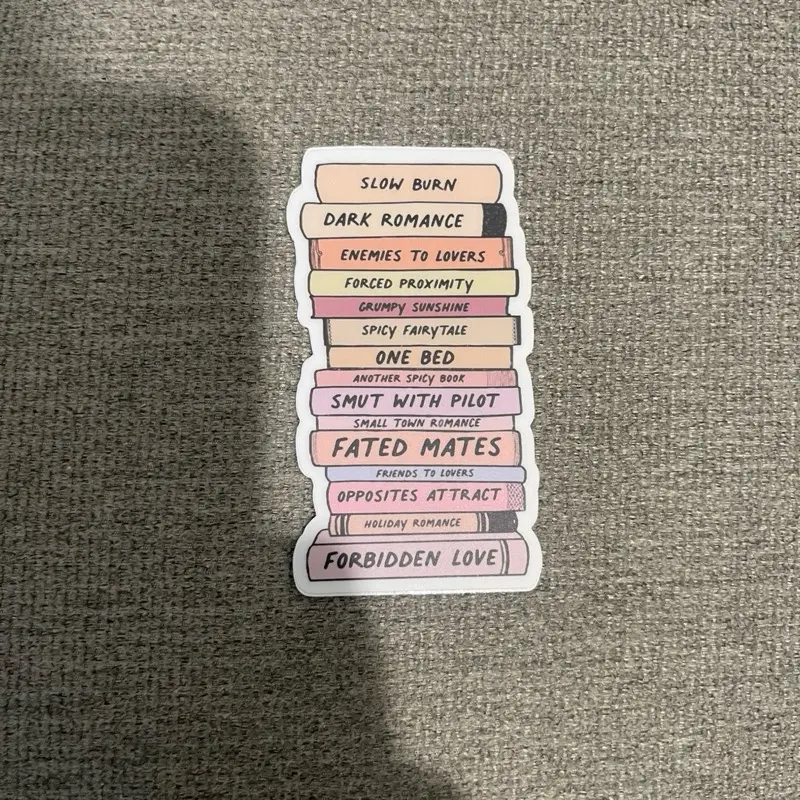 Book Tropes Sticker - Slow Burn Dark Romance Enemies to Lovers Forged Purity Crummy Sunshine Spicy Fairytale One Bed Another Spicy Bed Smut with Pilot Small Town Romance Fated Mates Friends to Lovers Opposites Attract Holiday Romance Forbidden Love