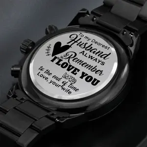 Engraved Design Watch - To my dearest husband Water Resistant Wristwatch Quartz Wristwatches