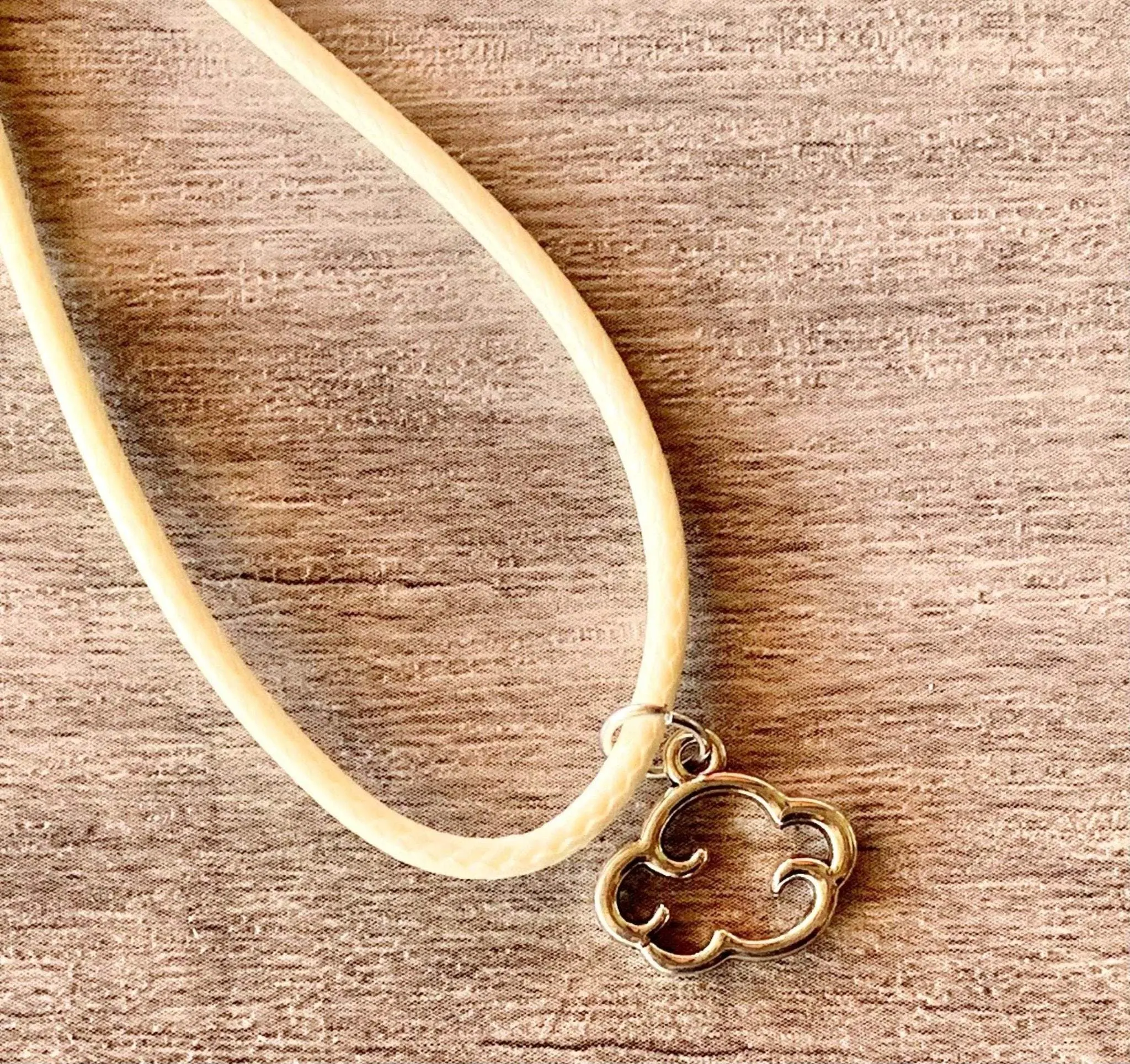 Claudia Handmade Faux Leather Cloud Pendant Necklace