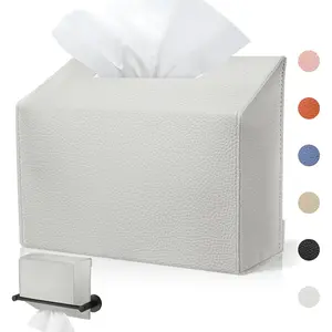 Disposable Hand Towel Box Cover Compatible with Kleenex Disposable Paper Hand Towels, Leather Tissue Box Cover Holder for Bathroom Holder (Cream-1 Pack)