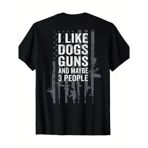 I Like Dogs, Guns, and Maybe 3 People T-Shirt – Funny Gun Lover Tee, 2nd Amendment Shirt, Gift for Gun Owners, Veterans, Pro Gun Rights Tee