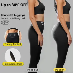 GLOWMODE 24" FeatherFit Shape It Up Booty Boosting Shaping Removable Butt Pads No Front Seam Insta Cinch Tummy Control Leggings Low-Impact Yoga Pilates Barre Studio Daily Casual Wear TikTokShopBlackFriday