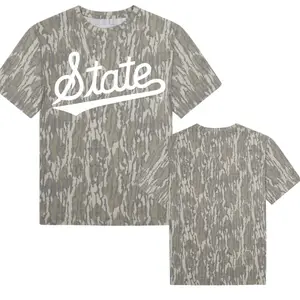 Mossy Oak State Script White- Short Sleeve T-Shirt 3D, Hunting Tee, State Hunting 3D, Vintage Mossy Oak Men’s Camo Shirt, Gift for Him, for Her