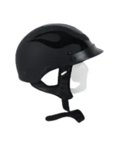 DOT FLAT BLACK FLAME SHORTY MOTORCYCLE HELMET