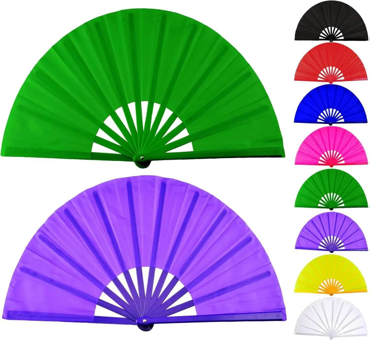 Fans for Line Dancing Line Dance Popping Fan 2pcs Boots on the Ground Hand Fan for Women Foldable Large Big Rave Fan Clacking Fans for Line Dancing that Make Sounds Clack Clapping Pop(Green+Purple)