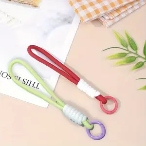 100pcs Colorful Braided Rope Keychains, Durable Fashion Phone Strap, Multiple Designs, Perfect for Keys Coffee Cups, Cute Keychain Decorations
