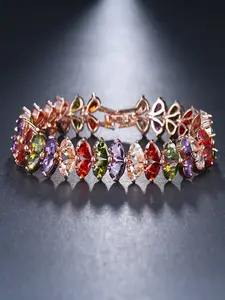 Women's Vintage Luxury Zirconia Bracelet, High-Quality Colorful Synthetic Gemstone Jewelry, Elegant Evening Party Accessory