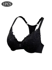 🔥 Front Closure Lace Racerback Bra for Women, Soft Underwire High Support Push Up Anti-Sagging, Adjustable Straps Sexy Back Side Support, Perfect for Backless Outfits, Daily Dating & Commute