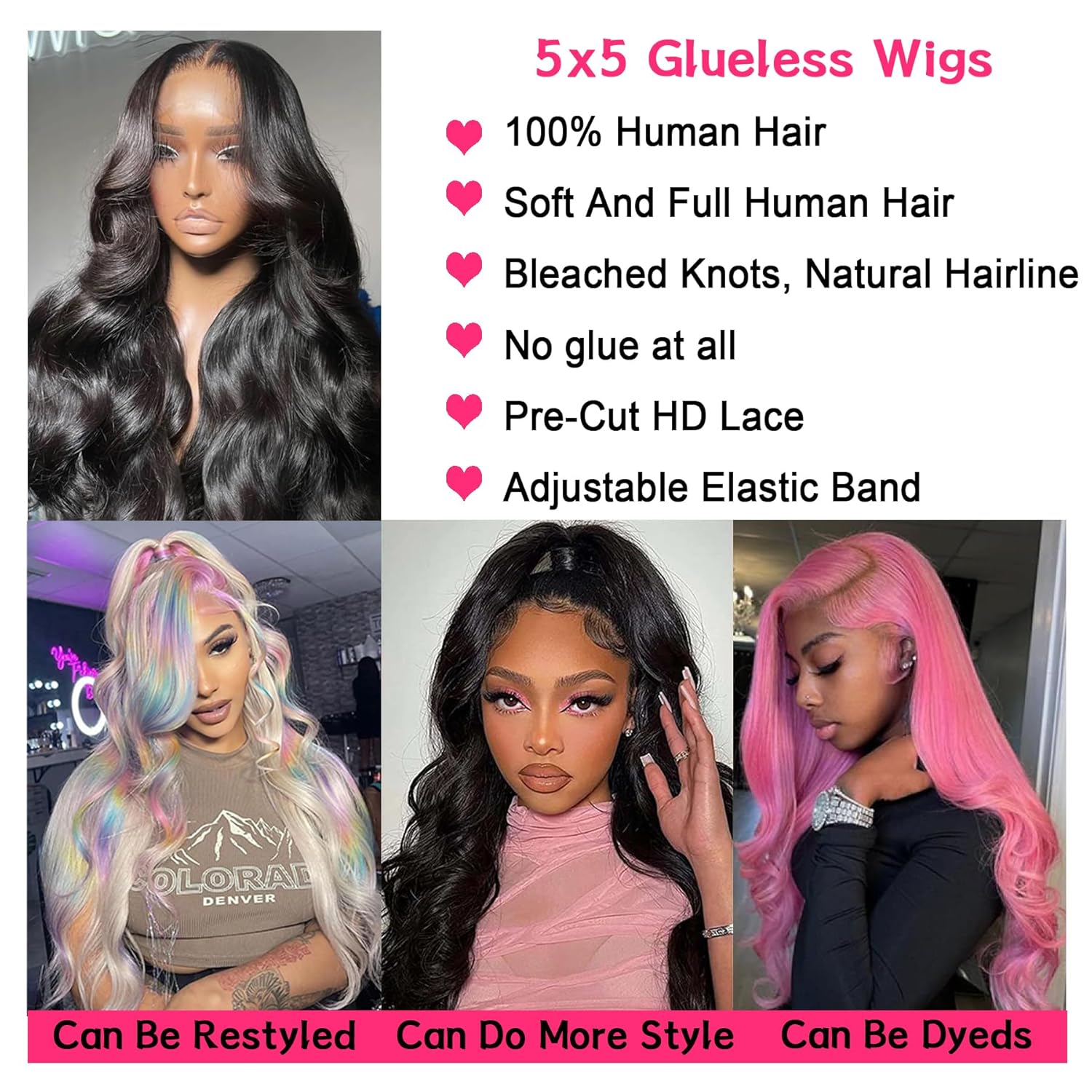 SheReigns Hair Ready To Wear Lace Closure Wig Body Wave Glueless Wig Human Hair 5x5 Pre Cut Lace Closure Wigs For Women 180 Density Brazilian Real Human Hair 13x4 Drawstring Glueless Lace Front Wig
