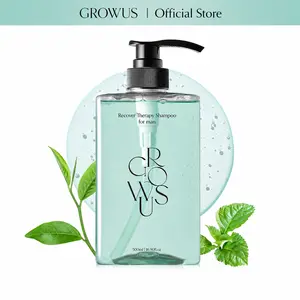 GROWUS Recover Therapy Shampoo for Men - Tea Tree & Peppermint, Scalp Sebum & Dandruff Control, For Thicker & Fuller Hair, Paraben & Sulfate Free, 16.9 Fl Oz