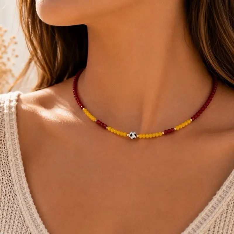 Spain Soccer Beaded Necklace