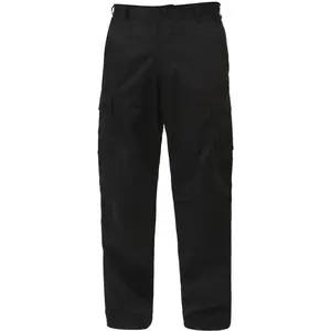 Mens Black Military BDU Pants Cargo Work Utility Bottoms Fatigue Trouser Solid