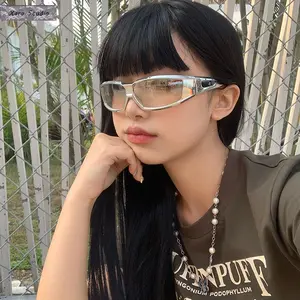 Futuristic Cyber Sunglasses – Silver Reflective Square Frame, Sparkling Tech-Inspired Design, Cool Bar Bouncing Style for Men & Women, Perfect for Festivals, Outdoor & Daily Wear