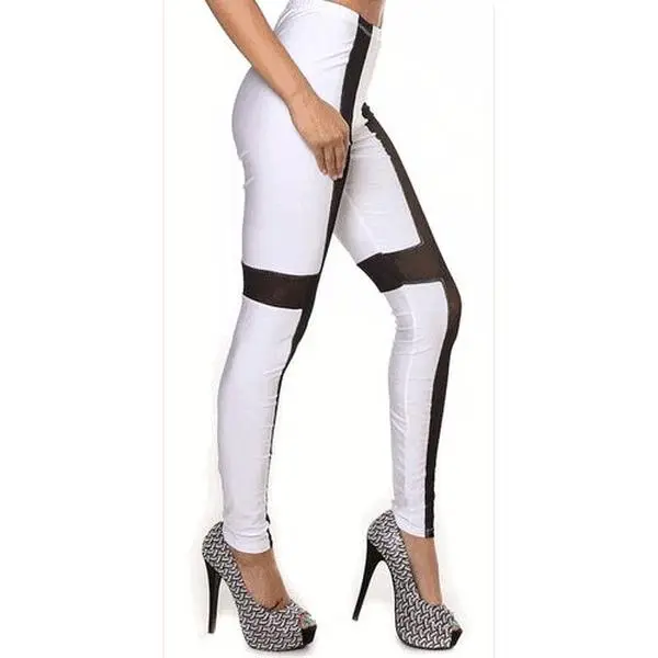 white mesh leggings