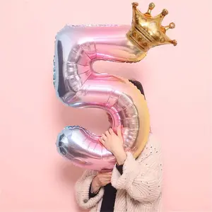 Rainbow Crown Number Balloon