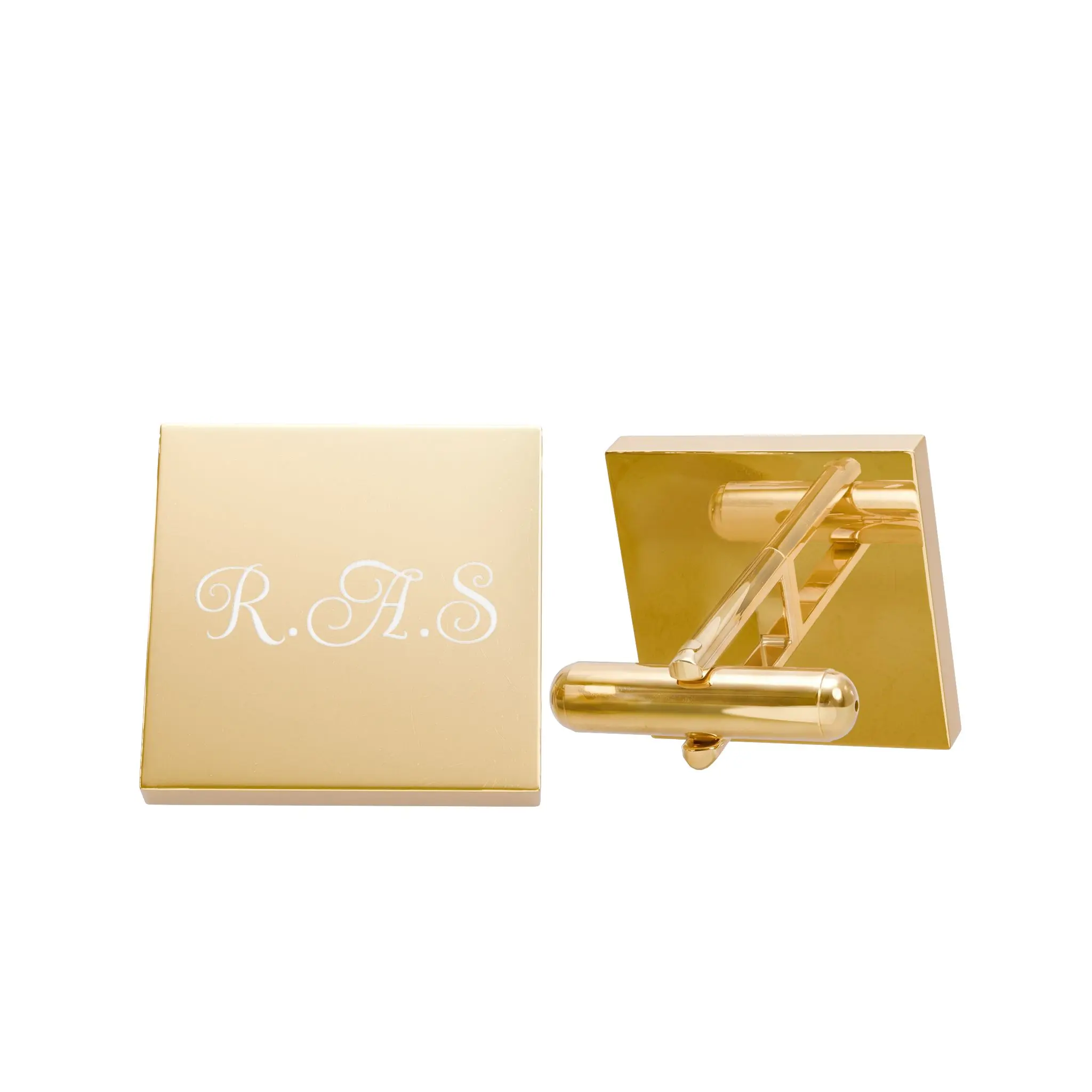Monogram Square Gold Cufflinks | Personalized Engraved Initials
