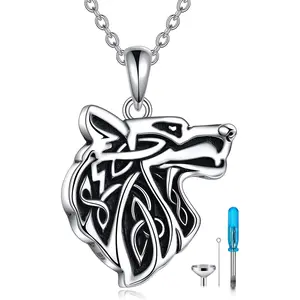 Wolf head sterling silver commemorative box necklace sterling silver commemorative gift suitable for souvenir jewelry