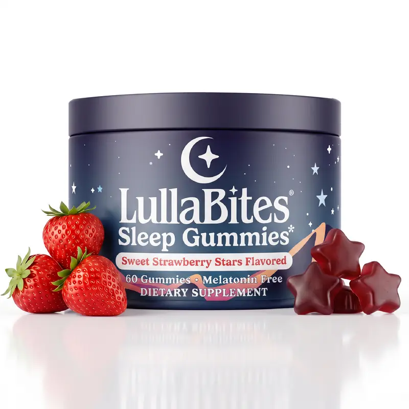 LullaBites Sleep Gummies - 30 Servings -Sweet Strawberry Stars (Melatonin Free)