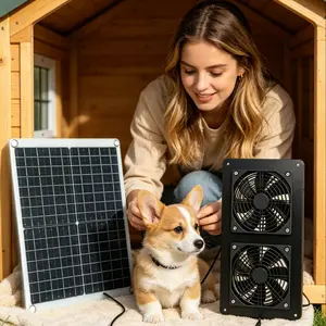 Quiet Solar Dual Vent Fan, Low Noise 20w Solar Exhaust Fan, Ventilation Fan, Waterproof Ip65, High Airflow, Ideal for Chicken Coop, Pet House, RV, Camping Van, Greenhouse