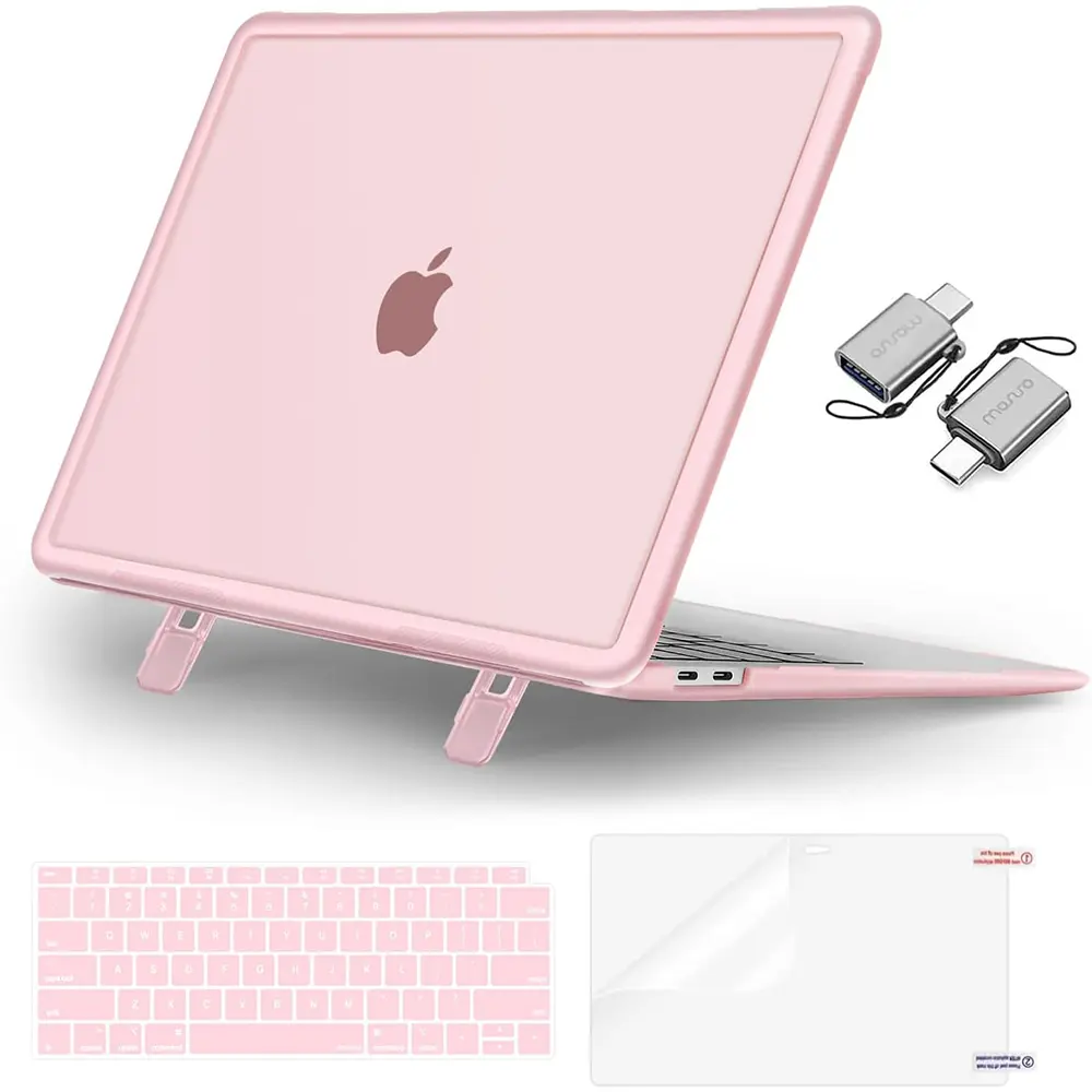 MOSISO Specific Fit 13.3in Plastic Hard Case Set for MacBook Air (2022,2021,2020-2018 A2337 M1 A2179 A1932) - Solid, Flexible, Water-Resistant, Heavy-Duty, Shockproof, Fold Kickstand, Keyboard Skin, 1 Screen Film, USB-C Port Access, for School-Office Use