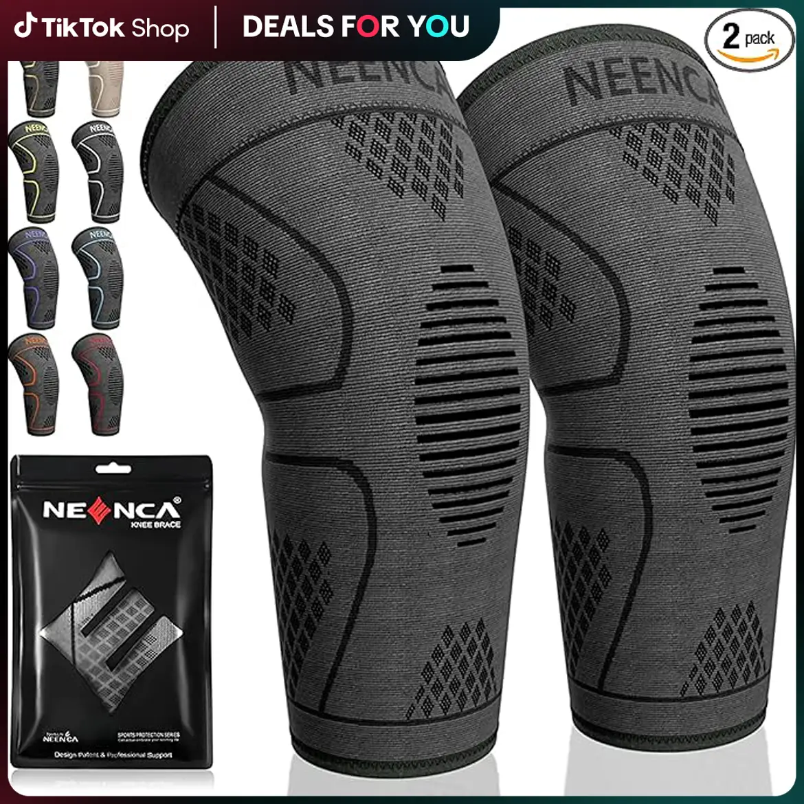 【Jointguard】NEENCA Sports Knee Sleeve for Runner, Workout, Gym, Basketball, Volleyball, Hiking Spicy Dill knee pain Breathable Sponge Knee Pads footba