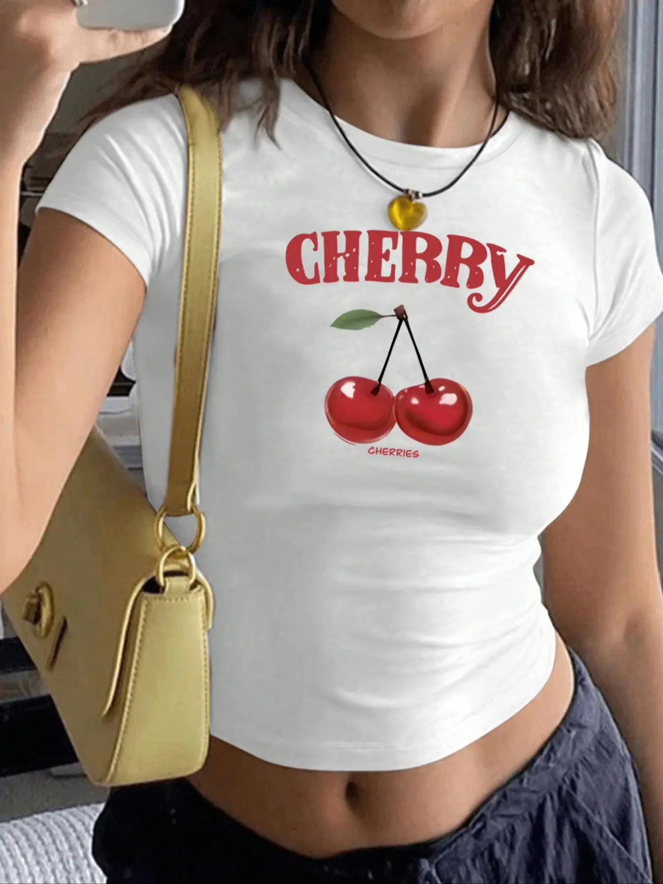 cherry shirt croptop - TikTok Shop