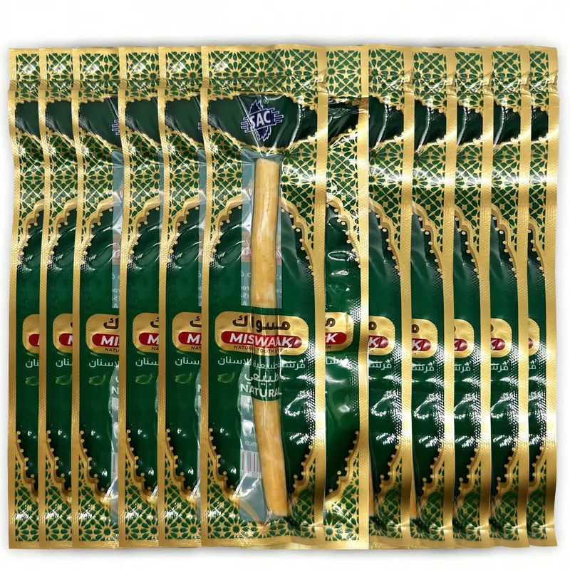 Natural Miswak Sticks Toothbrush - Vacuum Sealed Natural Flavor from Original Authentic Arabic Plants- for Healthy Gums, Teeth, and Fresher Breath, Non Toxic Toothbrush, Organic