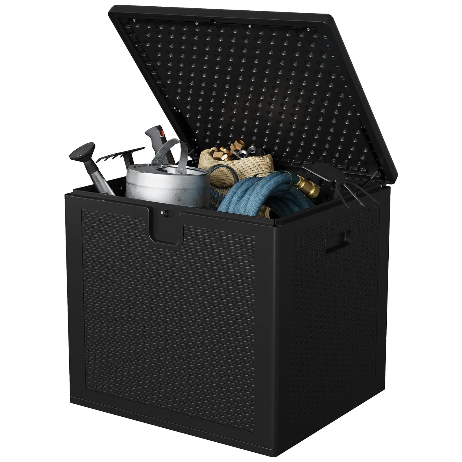 Garvee 80 Gallon Large Resin Outdoor Storage Box with Hydraulic Air Rod, Weatherproof and Lockable Deck Box for Patio Cushions, Garden Tools, Pool Supplies, Available in Black and Brown