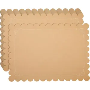 Disposable Scallop-Shaped Paper Placemats-Ideal for Daily Dining, Parties, Weddings, and Christening Receptions (Brown, 10 x 14 inches)