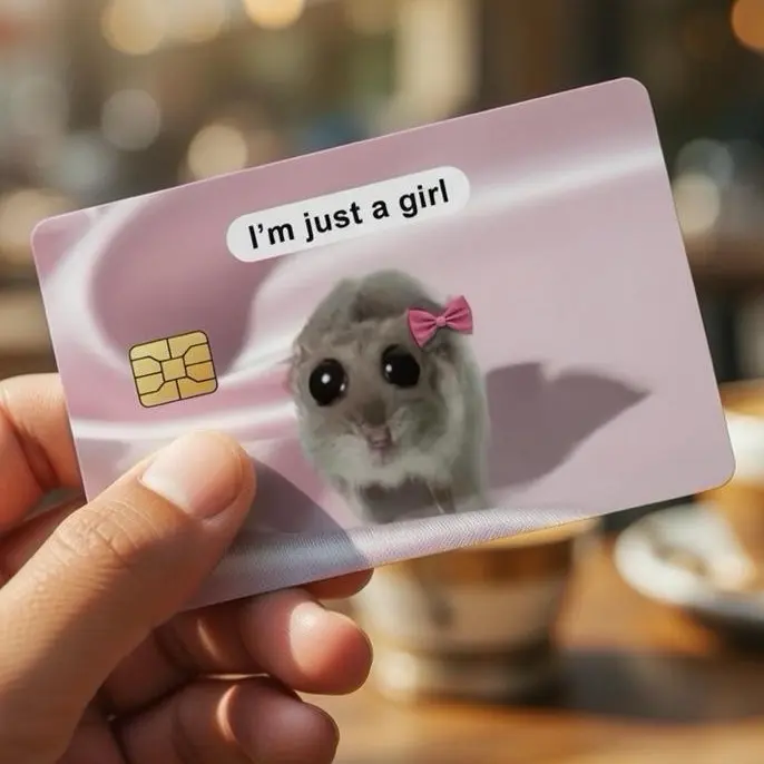 “i’m just a girl” Cute Debit Card Skin Sticker 2 Pack Funny Vinyl Cover