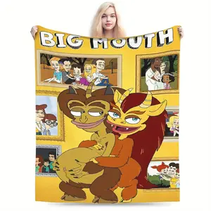 Big Mouth Theme Inspiration Print Flannel Blanket - Soft and comfortable, suitable for all seasons, suitable for living room, office, sofa