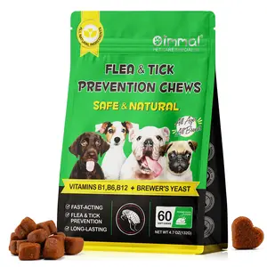 Oimmal Flea & Tick Prevention Chews for Dogs - 60 Soft Chews with Pekin Duck Flavor - Natural Defense & Immune Support Supplement - Safe & Fast Acting