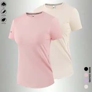 Women’s solid-color crew-neck T-shirt set, 2 pieces; short sleeves for summer sports, casual wear, and home loungewear; casual clothing