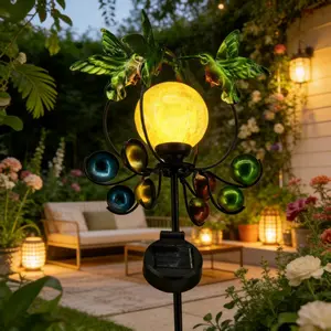 Solar Powered LED Garden Light, Waterproof Outdoor Hummingbird Windmill Decorative Light for Patio Yard