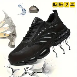 Anti-Smash and Anti-Puncture Lightweight Safety Shoes, Lace-Up Design, Non-Slip Features, Suitable for Outdoor Workouts