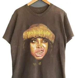 Erykah 90s rock music, a gift for fans, graphic tour T-shirt, Erykah Badu concert T-shirt, classic cotton unisex T-shirt fabric men's clothing