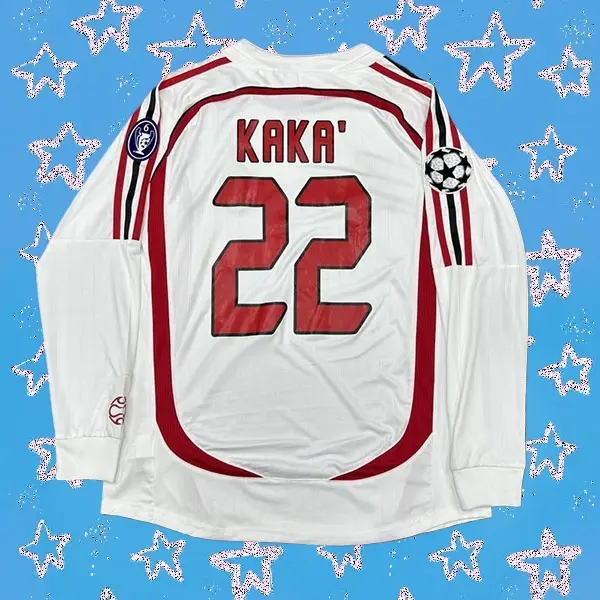 2006 2007 Milan Away Retro White No.22 Kaka Long Sleeved Soccer Jersey