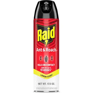 Raids Ant & Roach Killer Spray For Listed Bugs, Keeps Killing for 13 Weeks, Lemon Scent, 17.5 oz