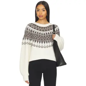 525 America Alora Long Sleeve Fair Aisle Top in Sea Salt Combo